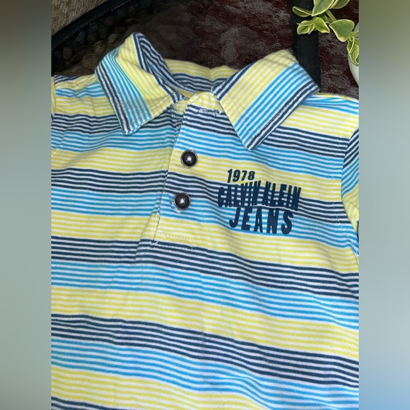 Calvin Klein | striped polo shirt sleeve | size 2 - Picture 3 of 4